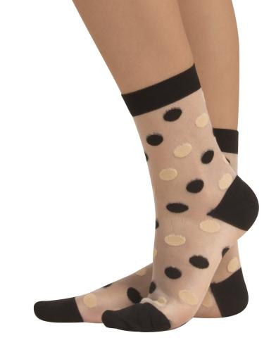 Elskede Modernisering Misbrug Feminine gennemsigtige sokker med sorte prikker 47,00 kr.